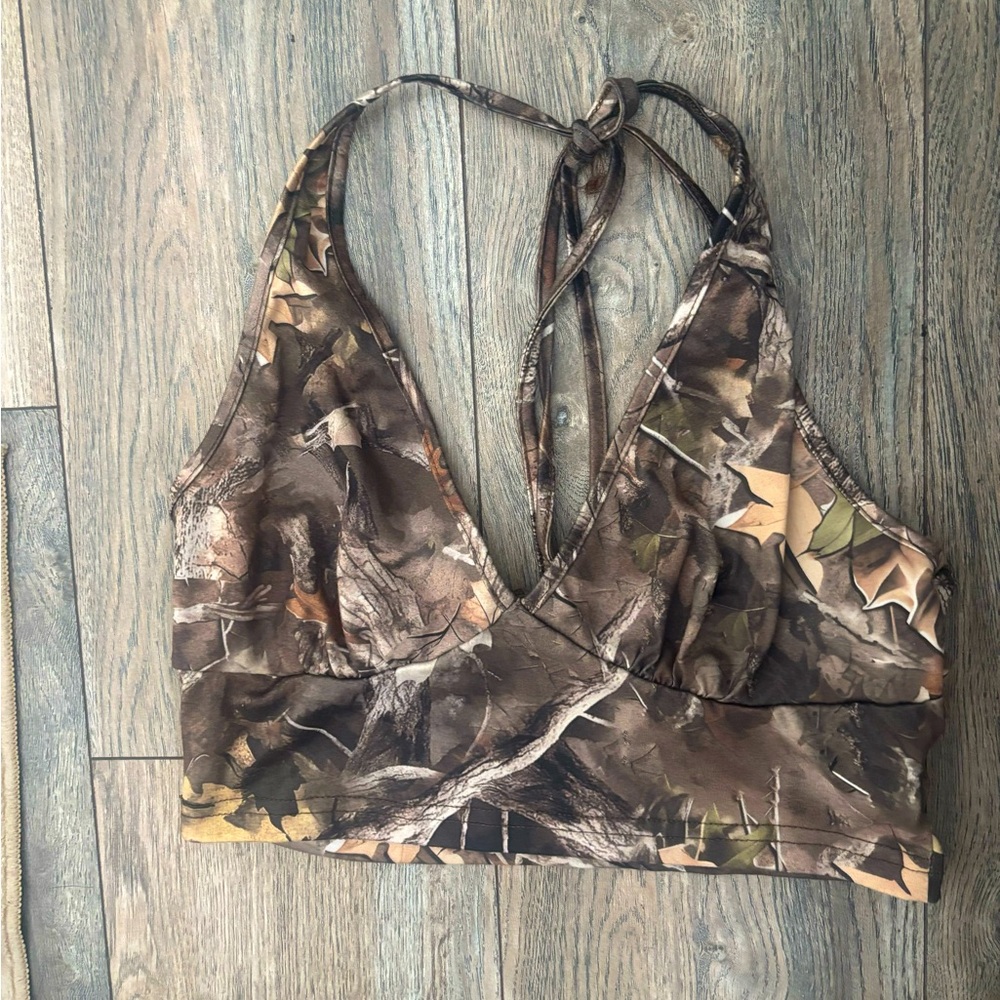SHEIN (M) Camouflage Halter Top - Green and Brown